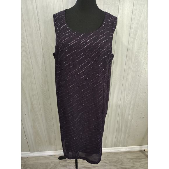 Women's Sequin Look Sleeveless Dark Purple Dress Plus 22W Whimsigoth Fairy - Picture 1 of 8